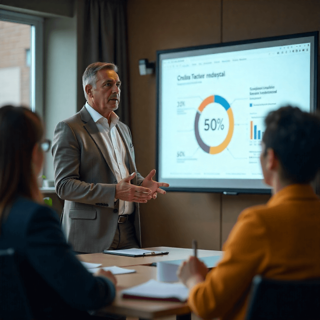 Profesional explicando el cumplimiento de la NOM-035